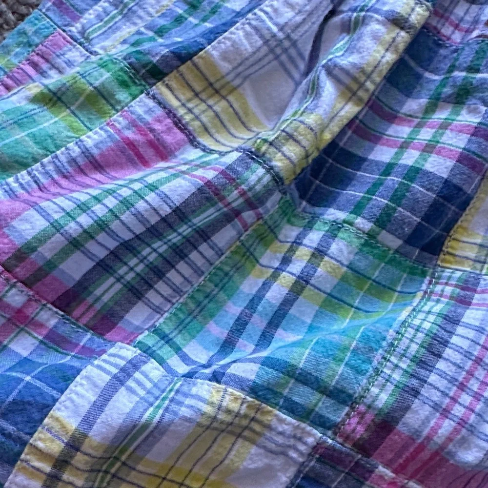 Ralph Lauren Multicolor Plaid Cotton Dress with White Bow